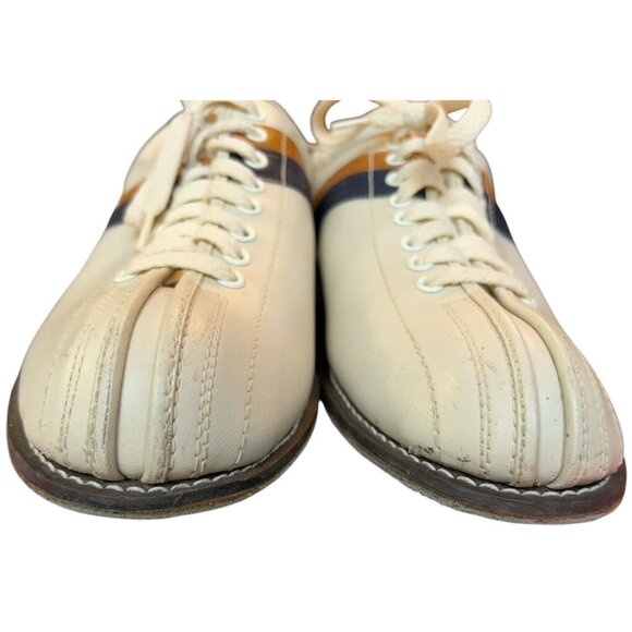 Vintage Striker Beige Split Toe Bowling Shoes Mens Size 10 Rockabilly Steampunk - Picture 8 of 15